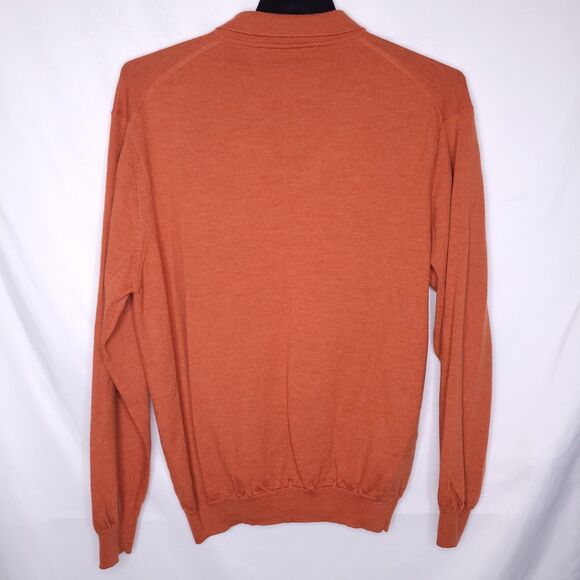 Jos A Bank Merino Wool Polo Sweater Mens XL Orange Long Sleeve - Picture 5 of 10